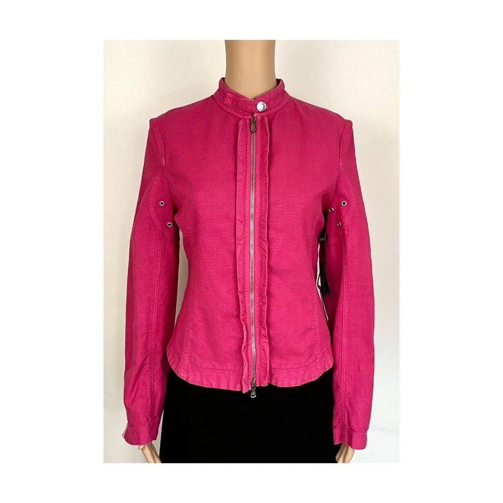 MWT Gianfranco Ferre Fuchsia Cotton Zip Jacket Long Sleeve Size S
